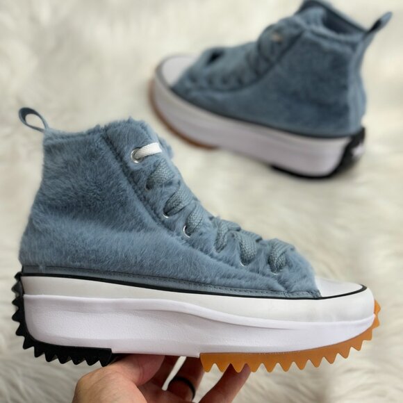Converse Run Star Hike Platform Fur Out Of The Blue Womens A13381C NEW Multi Sz - Picture 1 of 5